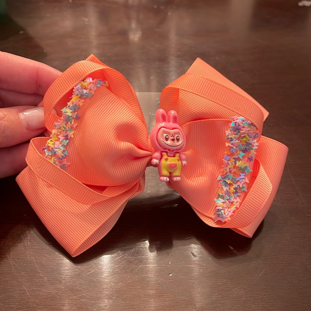 Peach Hair Bow labubu monster Charm butterfly glitter Accents new